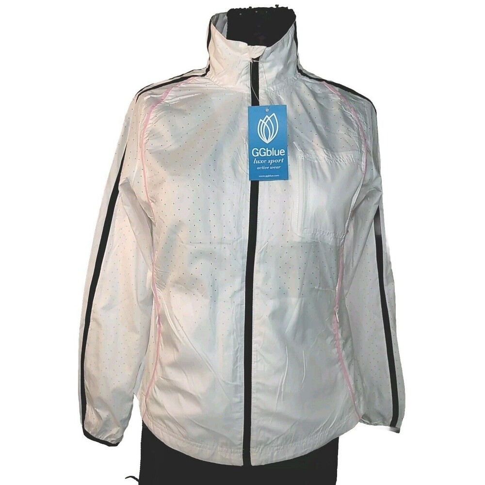 GG Blue Women White Black Peony Luxe‎  Activewear Windbreaker Zoe Jacket Size S